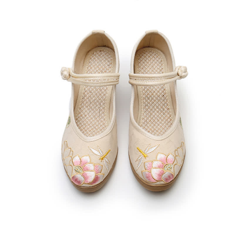 Vintage Lotus Canvas High Heel Shoes