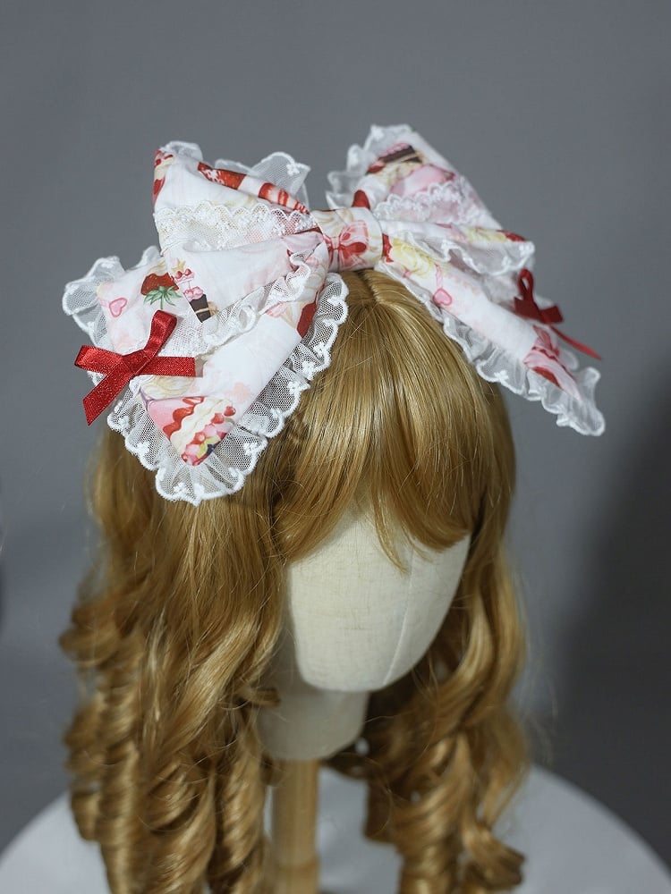 KC Strawberry Bowknot White Yellow Print Pink /