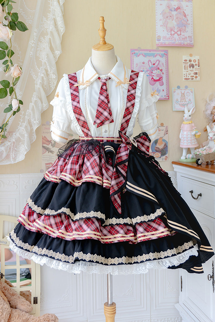 Printed Ruffled Bow Sweet Skirt Ensemble - 3 Colors