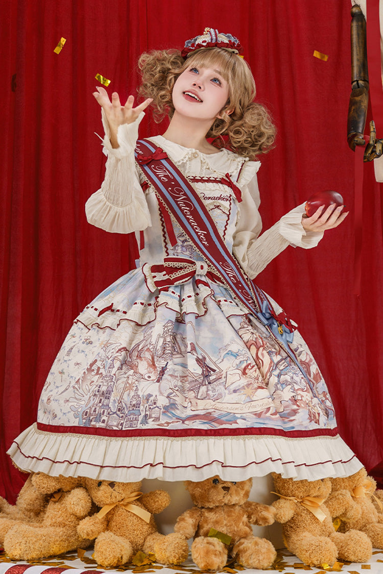 Nutcracker Sleeveless Ruffled Bow College Sweet JSK