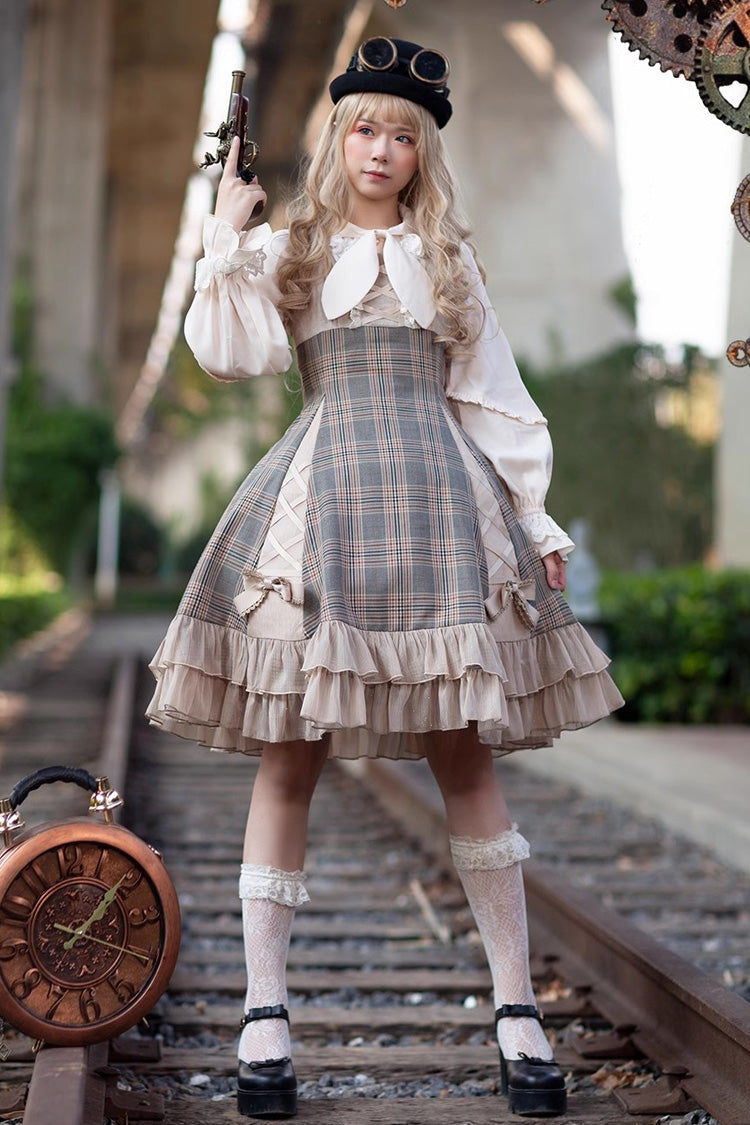 Multi-Color Classic Lolita Dress with Bowknot and Ruffled Sleeveless
