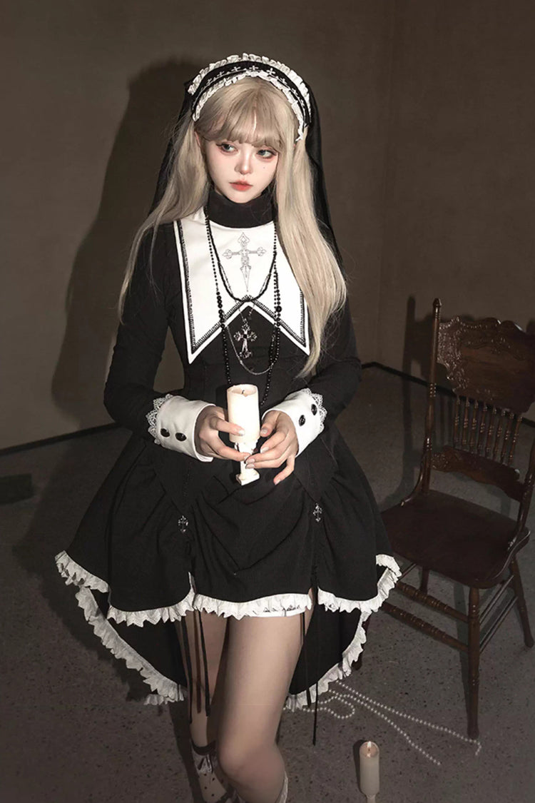 Peace Prayer Asymmetric Gothic Skirt Set
