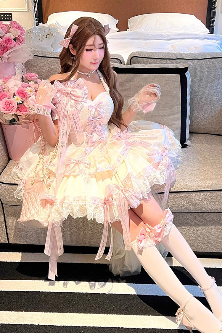 Young Lady Halterneck Lolita Dress with Layered Ruffles & Bow