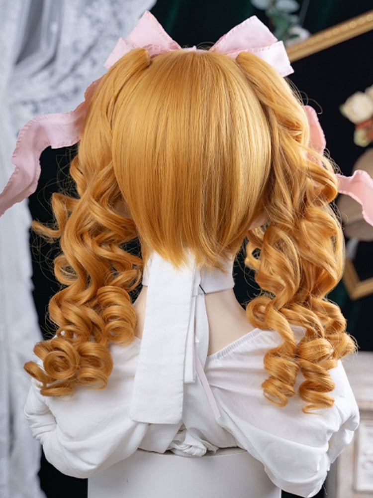 Claw Length 30CM Yellow Clips With Synthetic Ponytail Wig Double