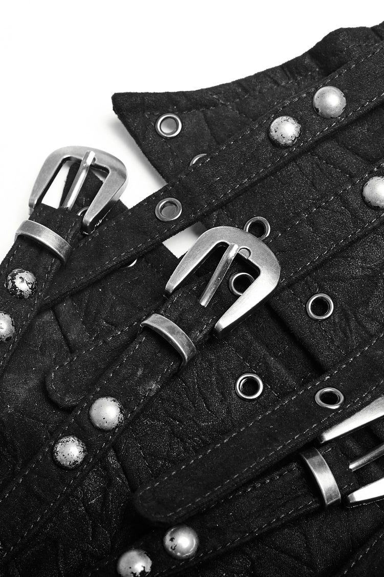 Black Nailhead Clasp Girdle Steampunk for Women