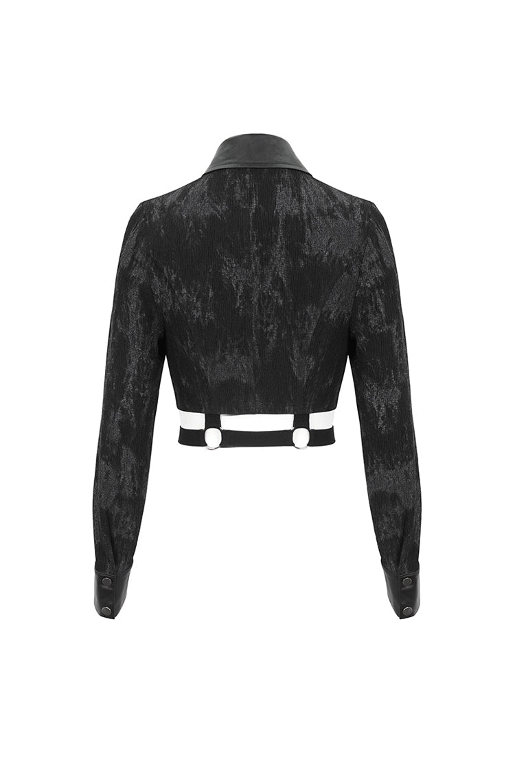 Studded Punk Shirt with Cutout and Turn Down Collar