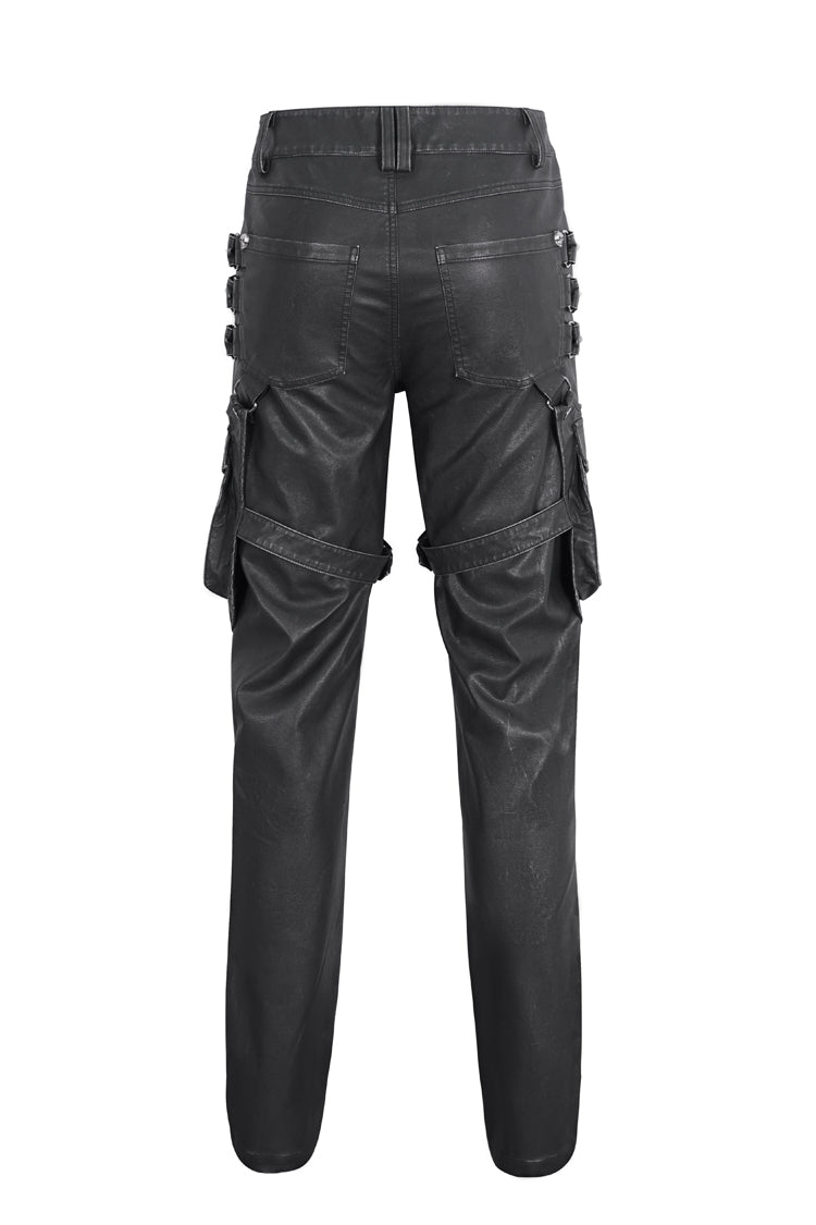 Men's Gothic Pants with Large Pocket & Faux Leather Finish