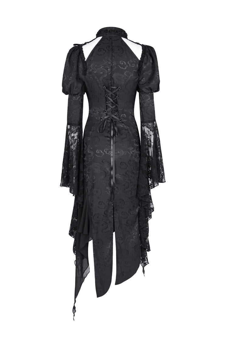 Irregular Gothic Dress with Hime Sleeves & Cutout Lace Details for Women