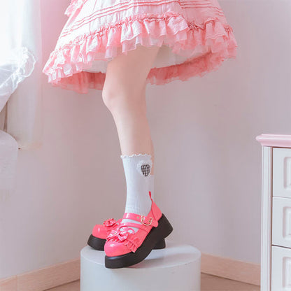 Cartoon Bear Polka Dot Bow Knot Platform Lolita Shoes