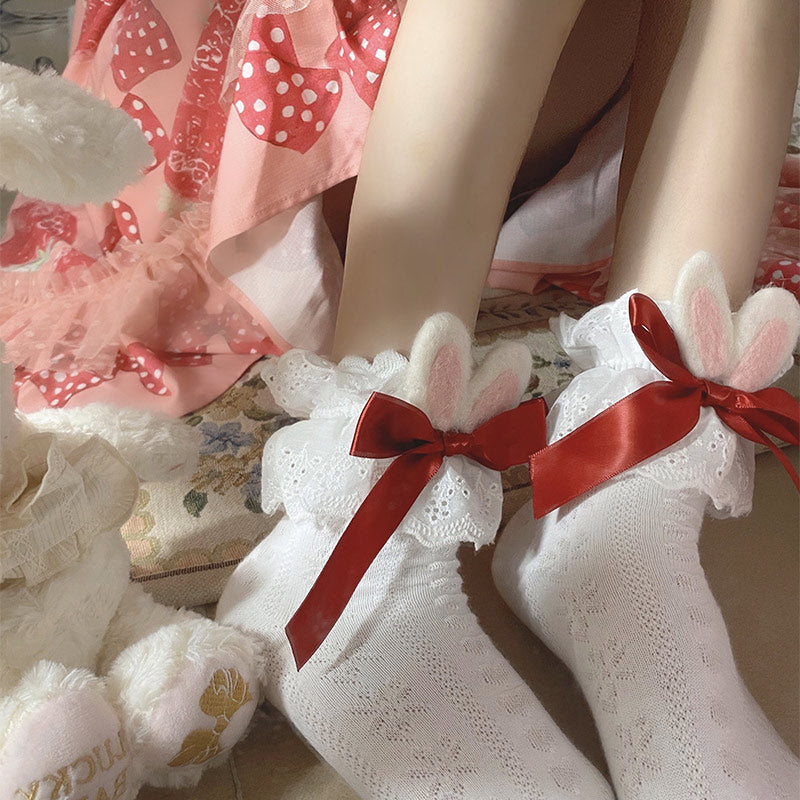 Sweet Bunny Ears Bow Ankle Socks