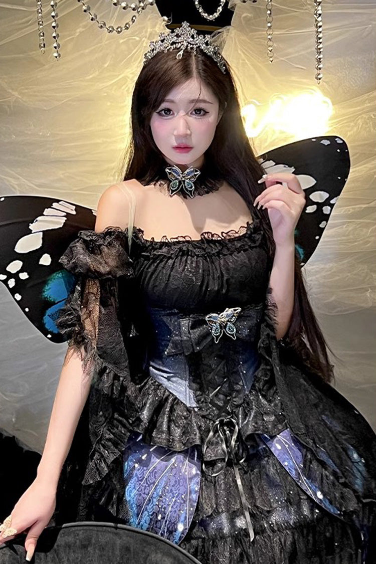 Sweet Lolita Skirt with Butterfly Print and Bowknot