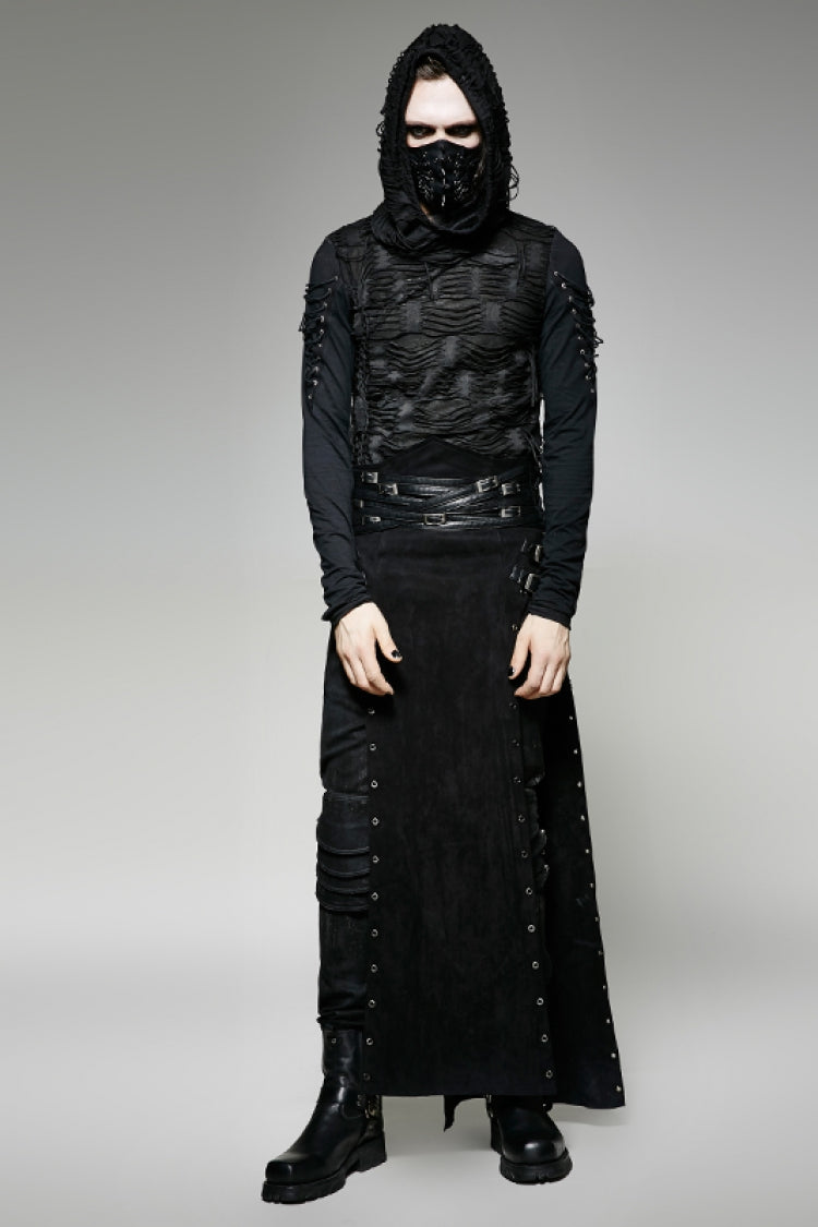 Men's Steampunk Skirt with Lace-Up Front and Metal Buckles