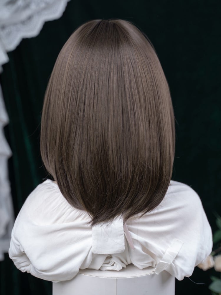 Air With 40CM Length Dark Bangs Brown Synthetic Wig