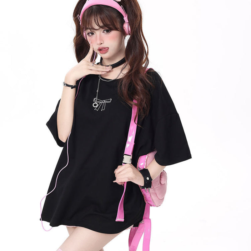 Bow Lace Ribbon Tshirt Matching Bestie Top - Lovesickdoe MK Kawaii Store