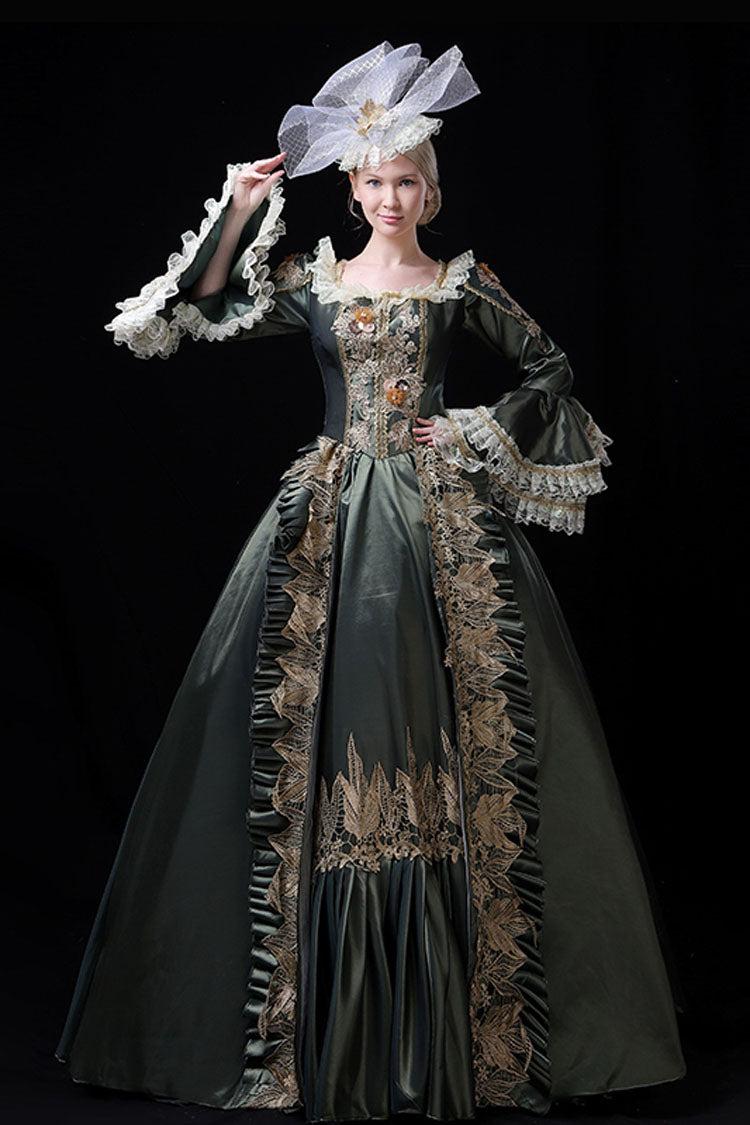 Cream Multi-Layer Lace Victorian Dress with Embroidered Floral Pattern - Altfashion Shop