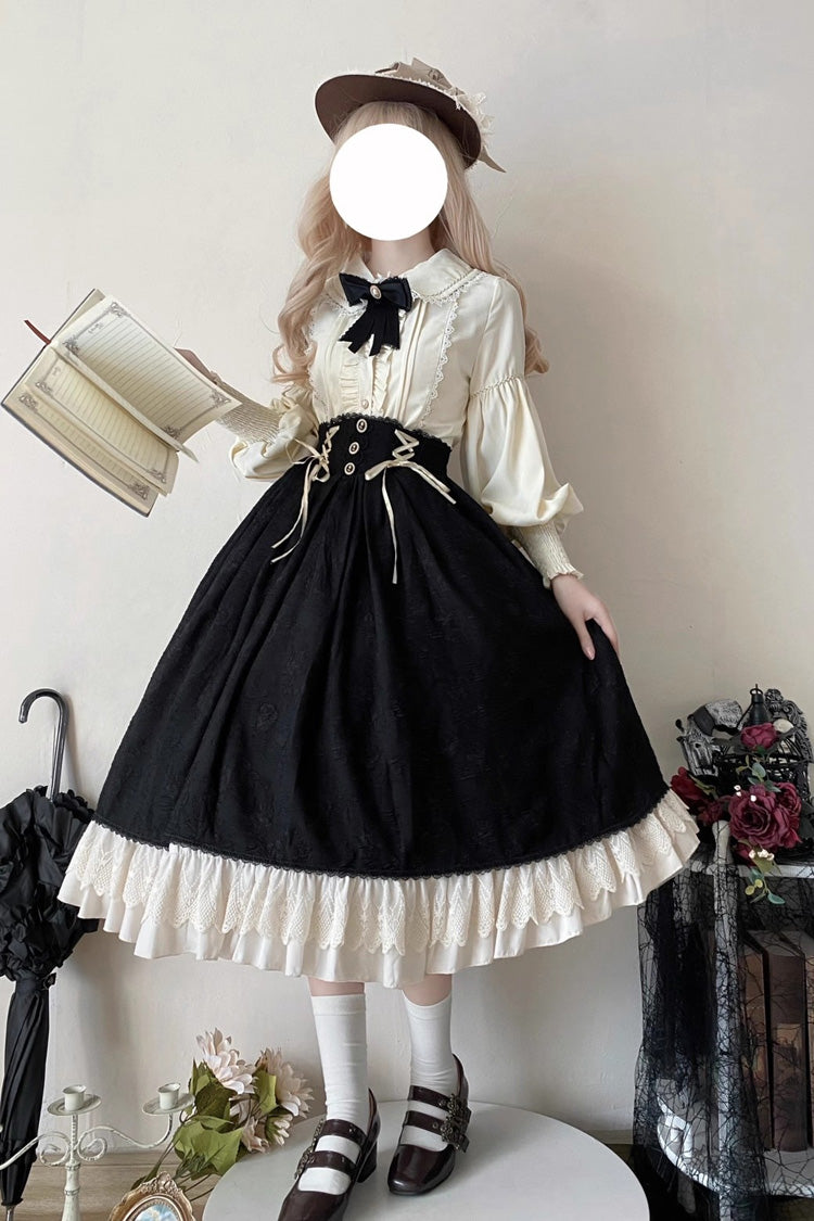 Black Heart of Rose High Waisted Ruffle Lace-Up Vintage Palace Skirt