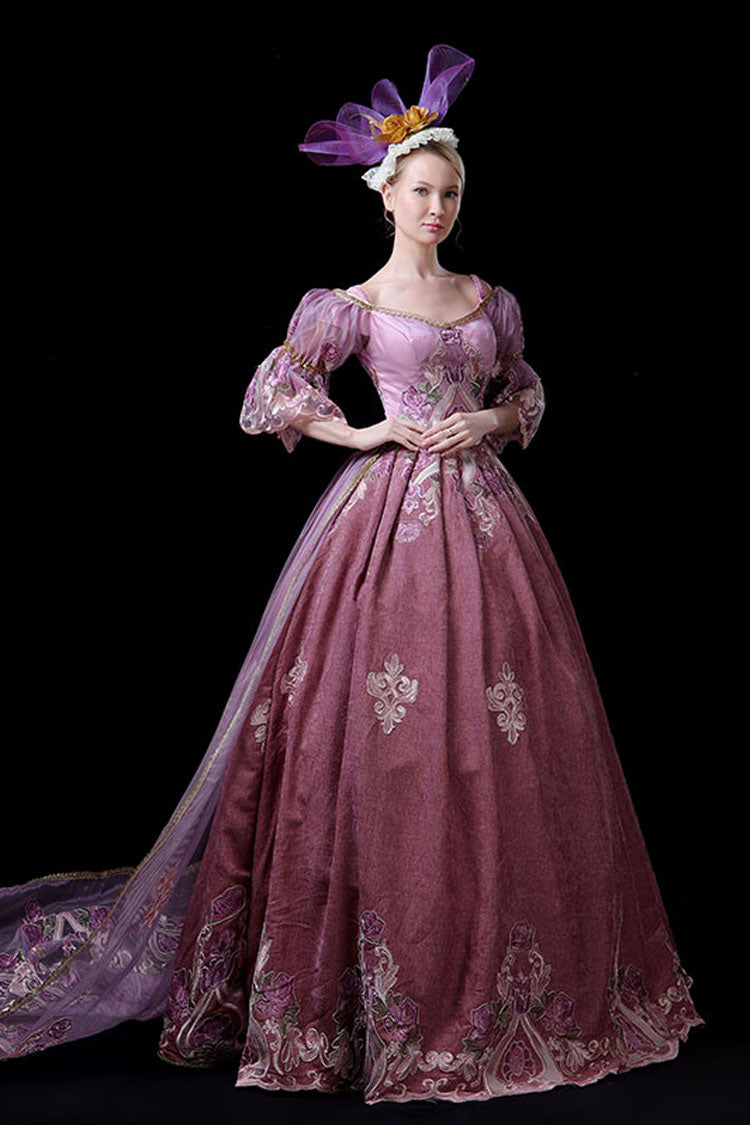 Victorian Lolita Prom Dress with Embroidery, Half Sleeves, High Waist