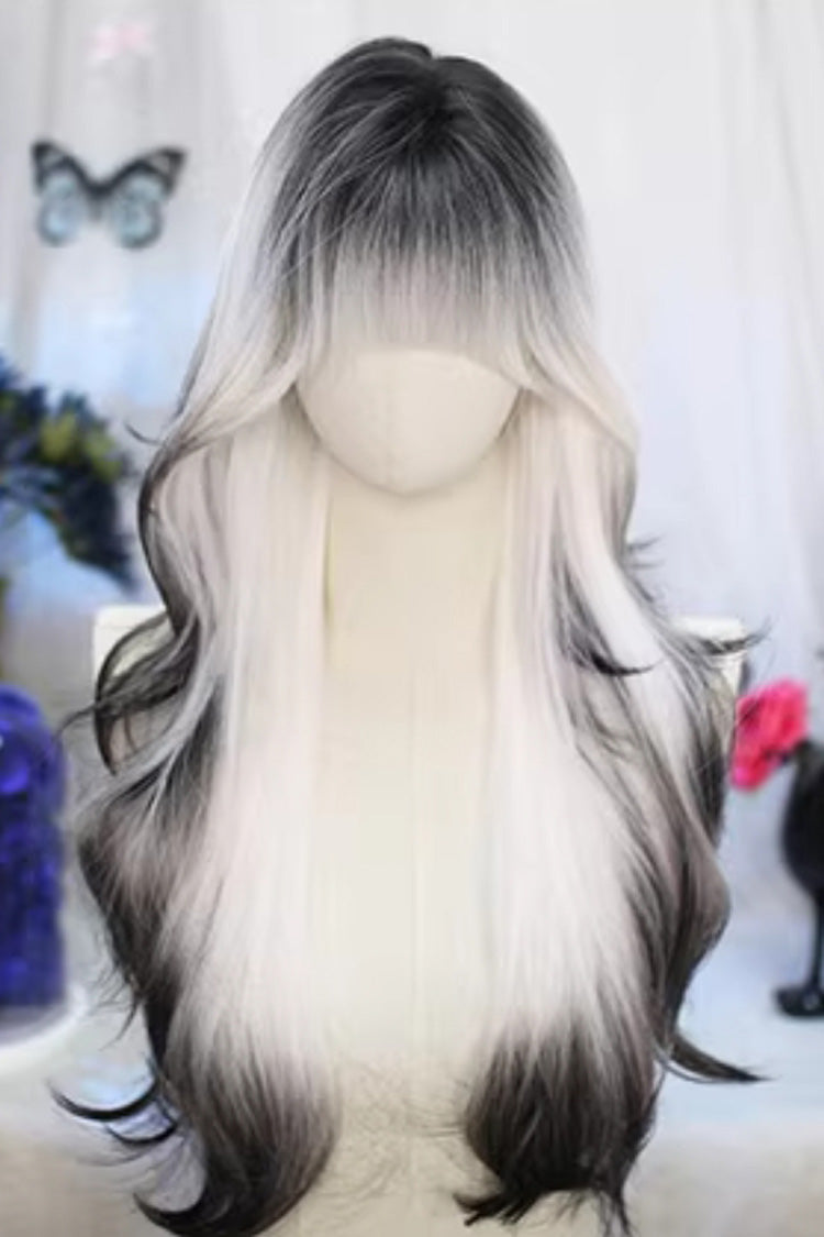 Monochrome Ombre Wavy Lolita Wig with Air Bangs