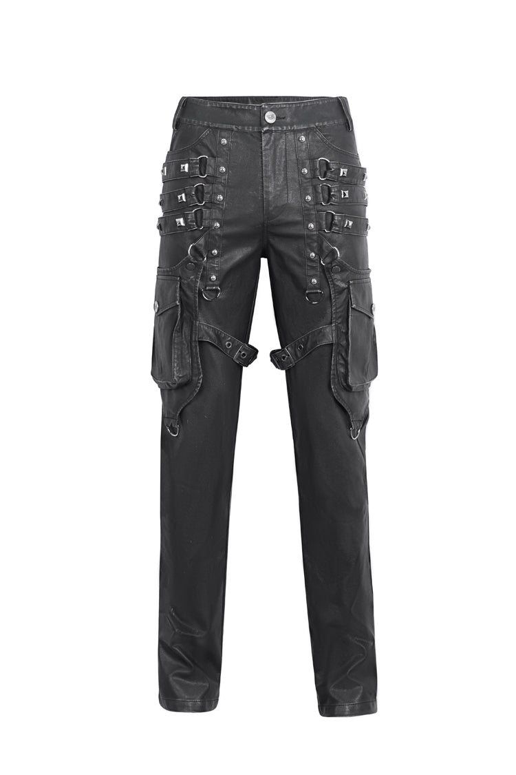 Men's Gothic Pants with Large Pocket & Faux Leather Finish