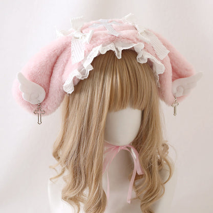 Sweet Bowknot Cross Decor Lolita Plush Hat