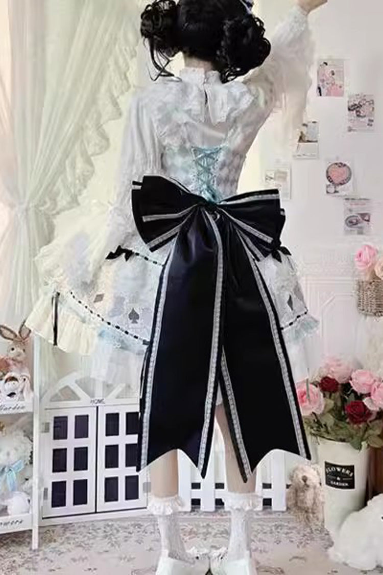 Mint Floral Sleeveless Ruffle Bow Lace Sweet Dress