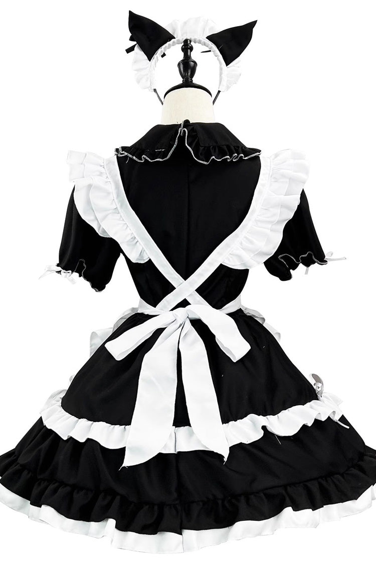 Black/White Maid Ruffled Sleeve Plus Size Sweet Lolita Gown
