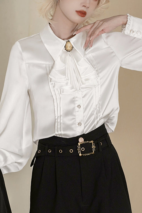 Ivory Collared Long Sleeve Ouji Lolita Blouse with Elegant Vow