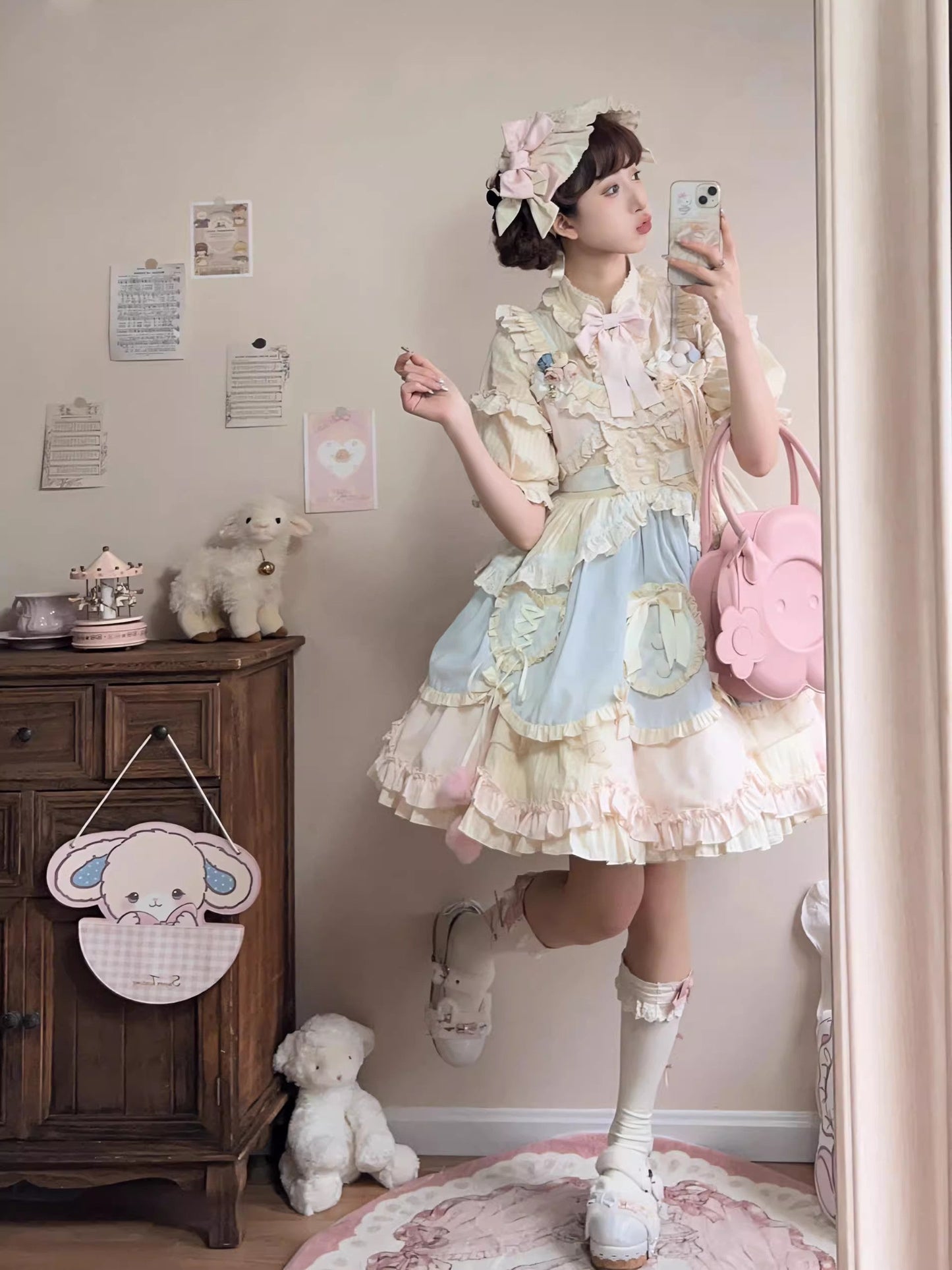 Short Version Sweet Lolita JSK with Lace and Bow