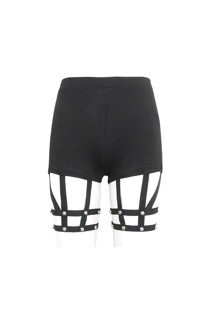 Jet Black Spaghetti Strap Steampunk Shorts for Women - Victorian Edge