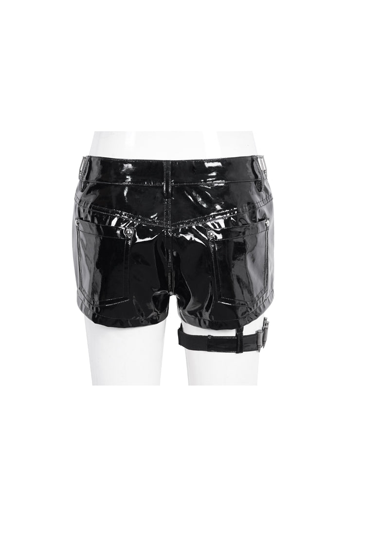 Slim Fit Steampunk Shorts in Black - Women's Vintage Style