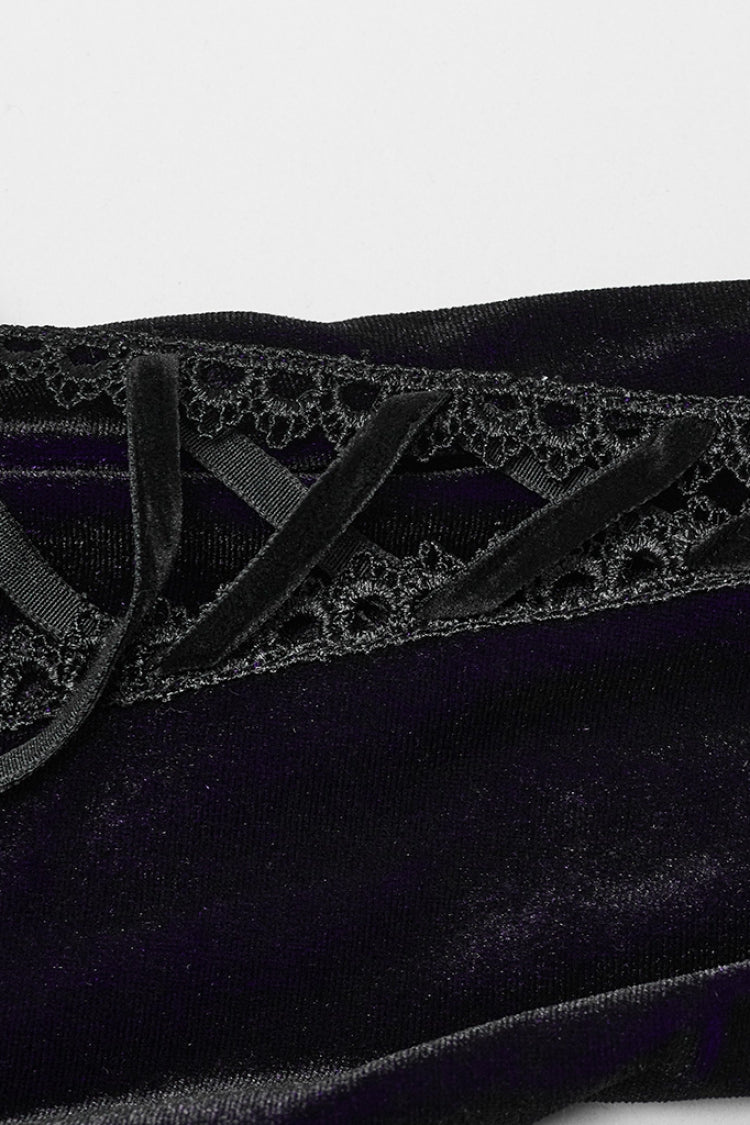 Velvet Doll Collar Gradient Embroidered Gothic Dress