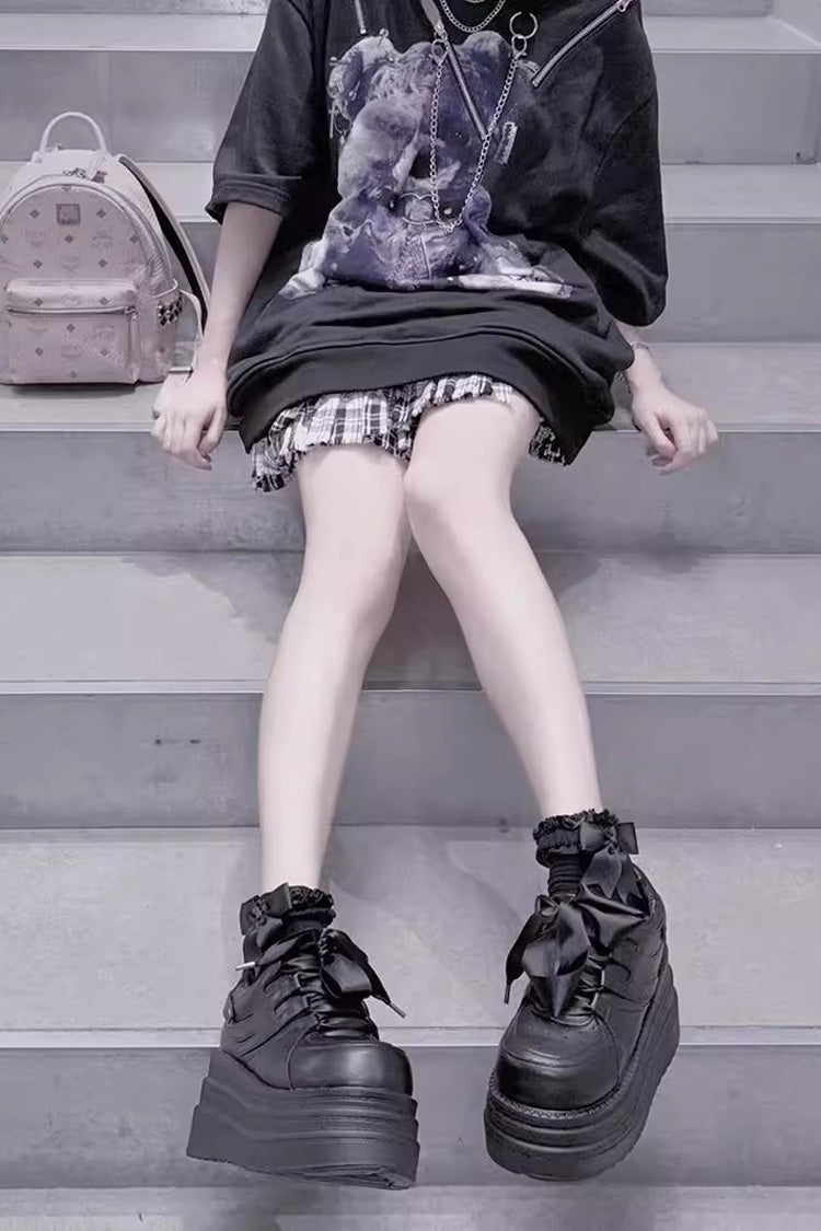 Lace-Up Sweet Jirai Kei Platform Shoes - 2 Shades