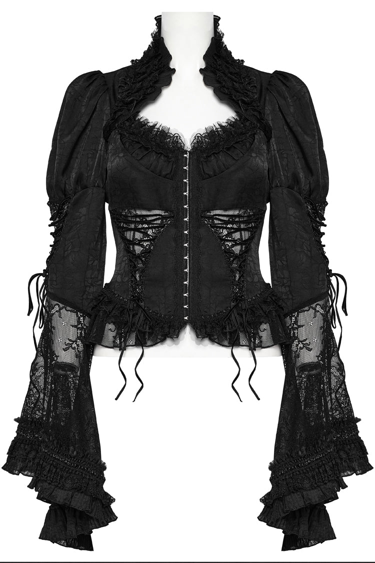 Gothic Adjustable Long Puff Sleeve Fitted Blouse for Women