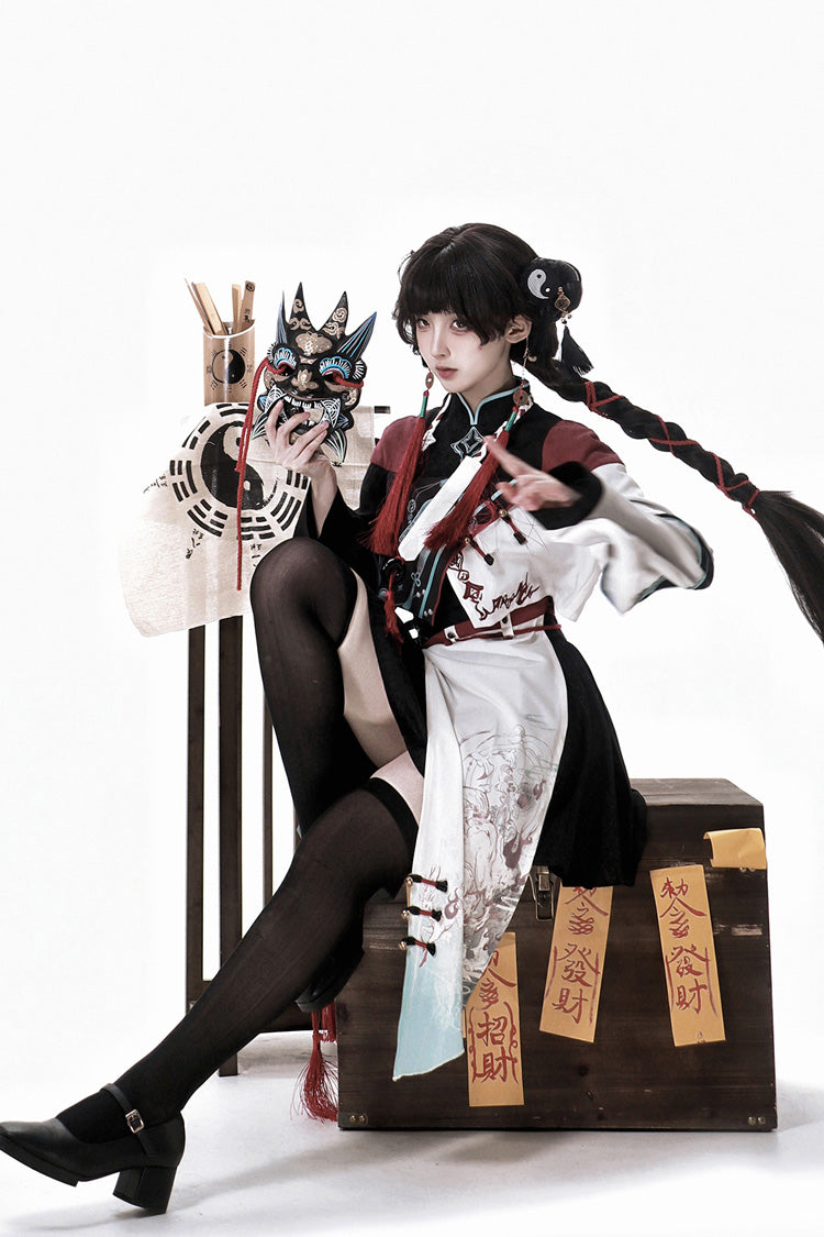 Walking With Demon Asymmetric Gothic Chinese Ouji Skirt