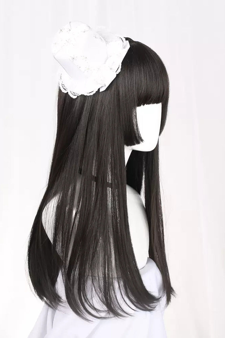 Gothic Lolita Wig with Long Straight Hair & Hime Cut Style