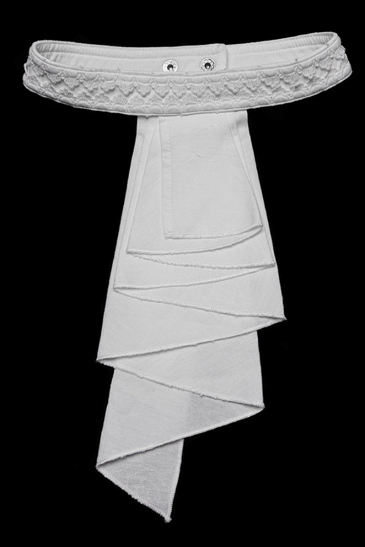 Ivory Men's Gothic Blouse with Detachable Necktie and Puff Sleeves