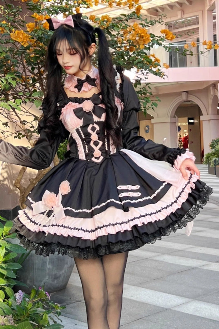 Shadow Rose Gothic Lolita Sleeveless Multi-Layer Ruffle Bowknot Jsk Dress 5 Colors