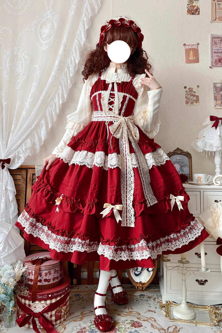 Lillian Ruffle Bow Lace Sweet Lolita Jsk Dress 4 Colors