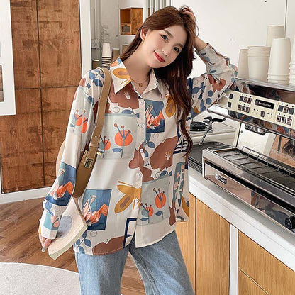 Colorblock Floral Print Casual Shirt