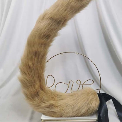 Furry Kitty Ears Tail Headband Accessory