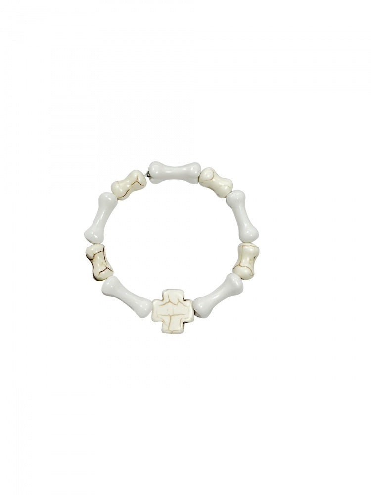 Halloween White Punk Cross Bones Bracelet