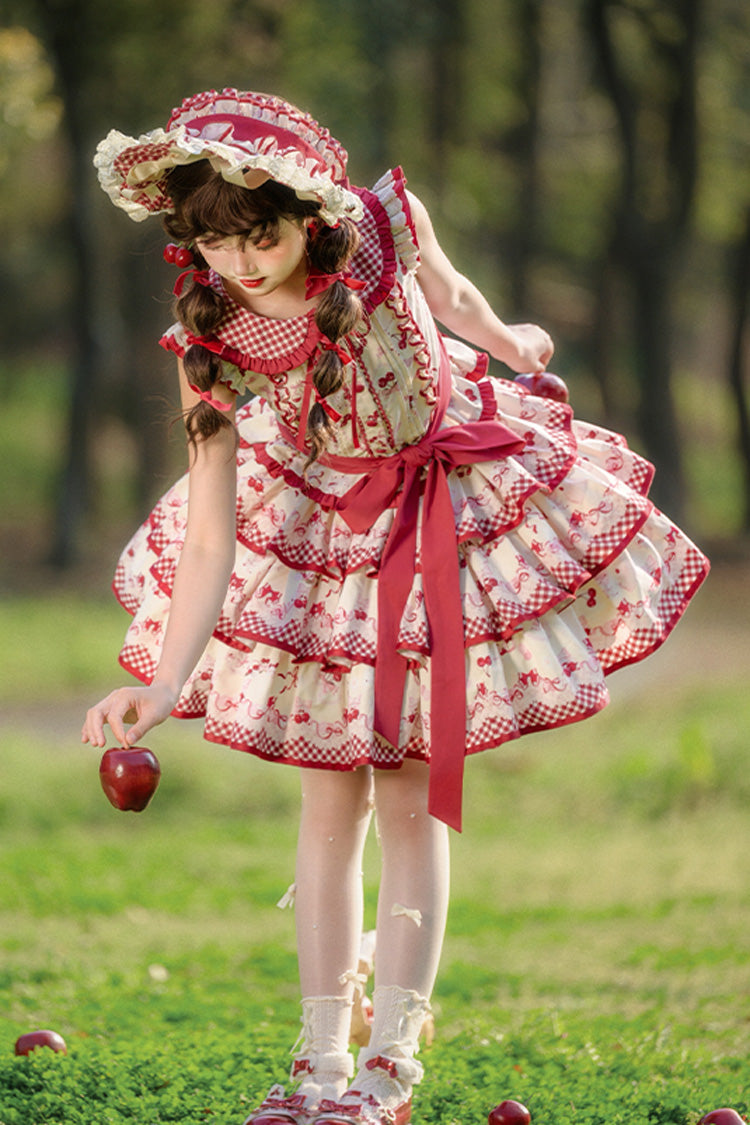 Cherry Print Ruffle Skirt Set