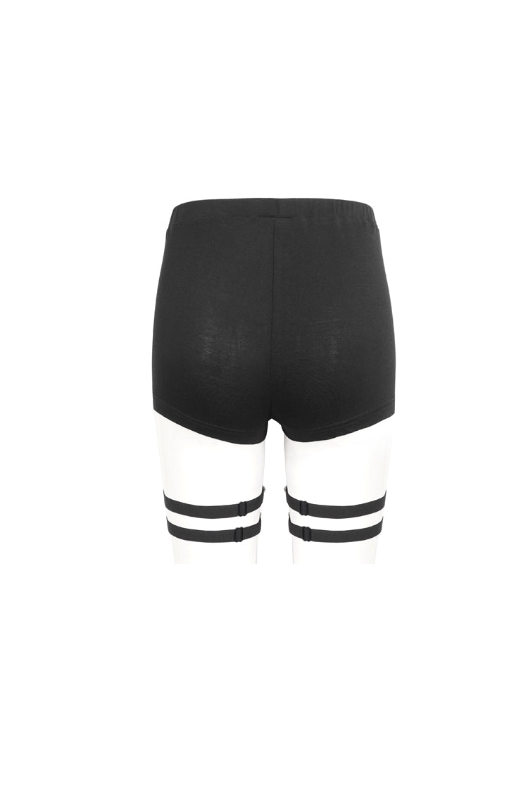 Jet Black Spaghetti Strap Steampunk Shorts for Women - Victorian Edge
