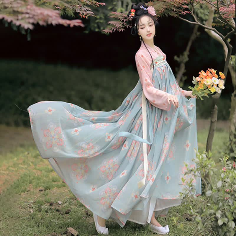 Hanfu Vintage Flower Print Set