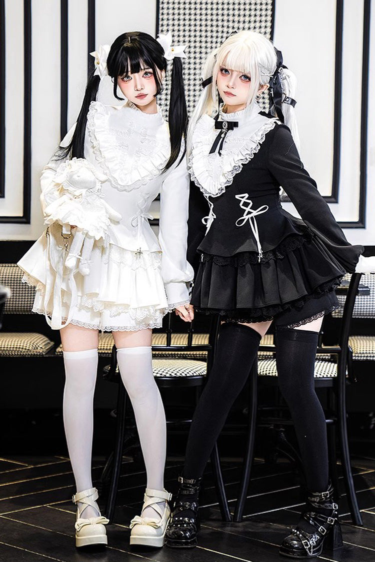 Black Long Sleeve Lace-Up Sweet Handsome Lolita Dress