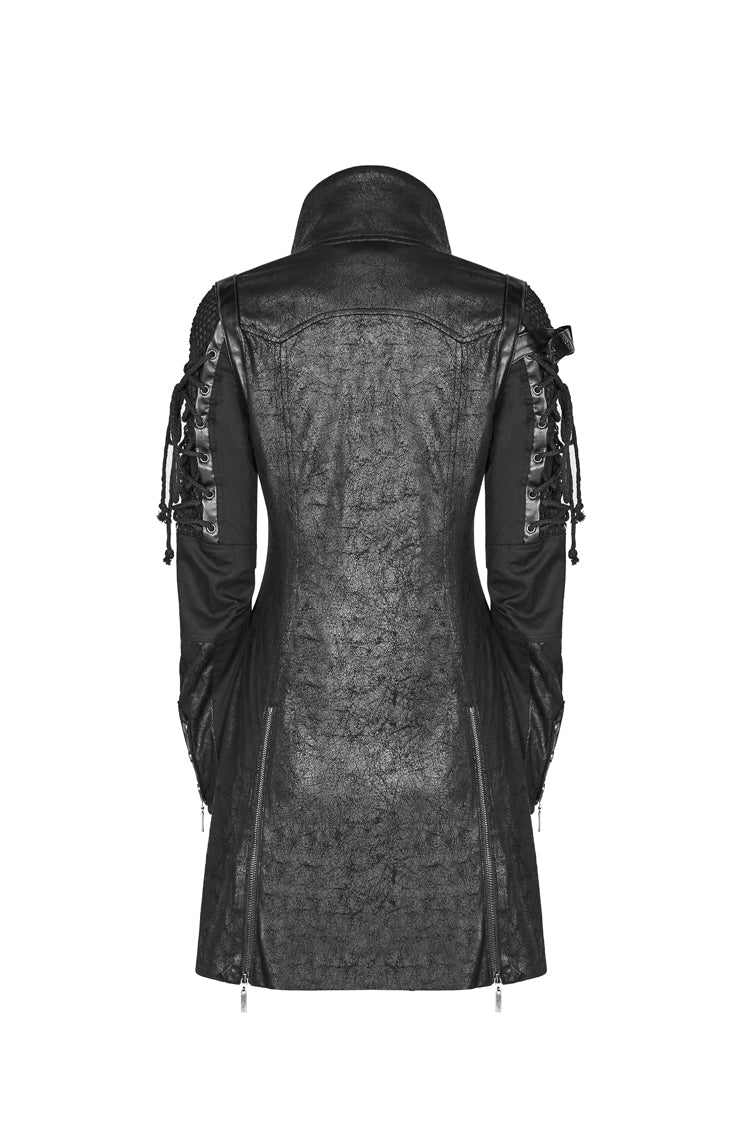 Men's Steampunk Windbreaker with Metal Buckle Trim