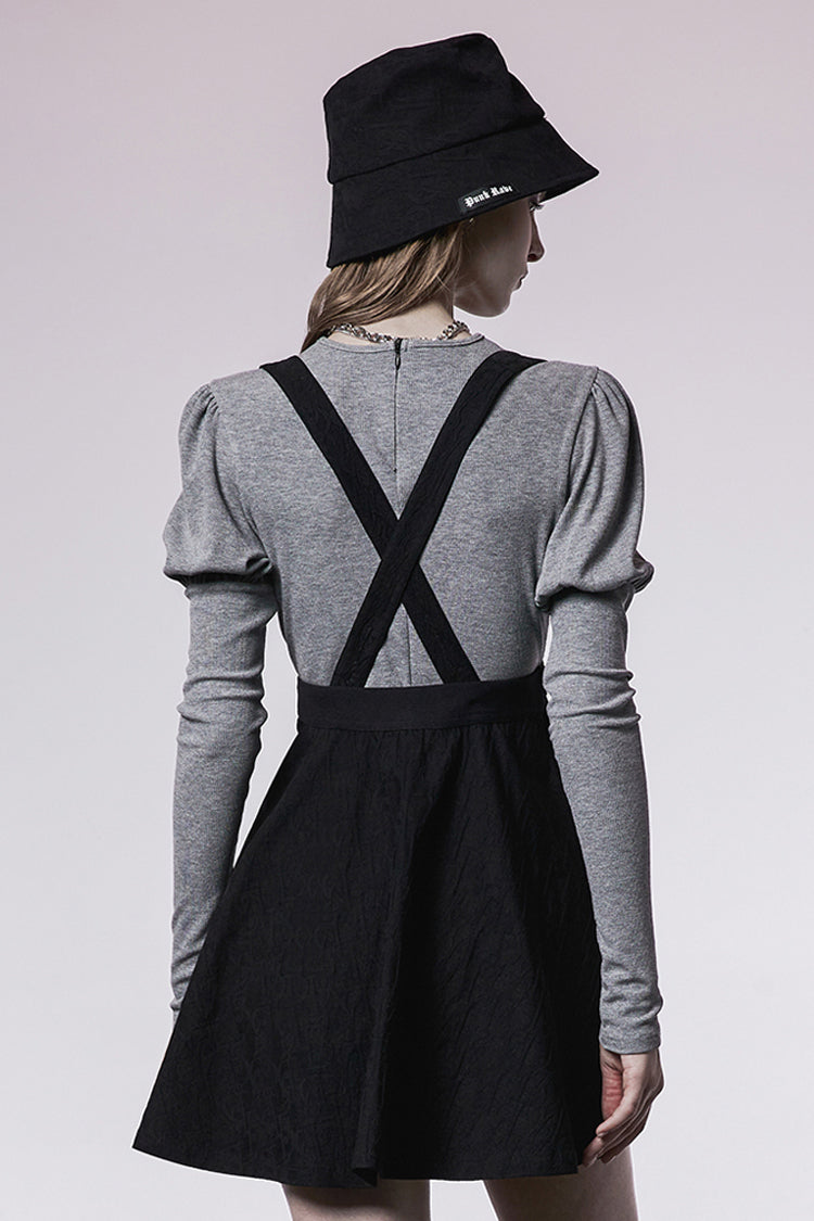 Gothic Future Metal Buttonhole Cat Ear Swing Hem Waist Skirt