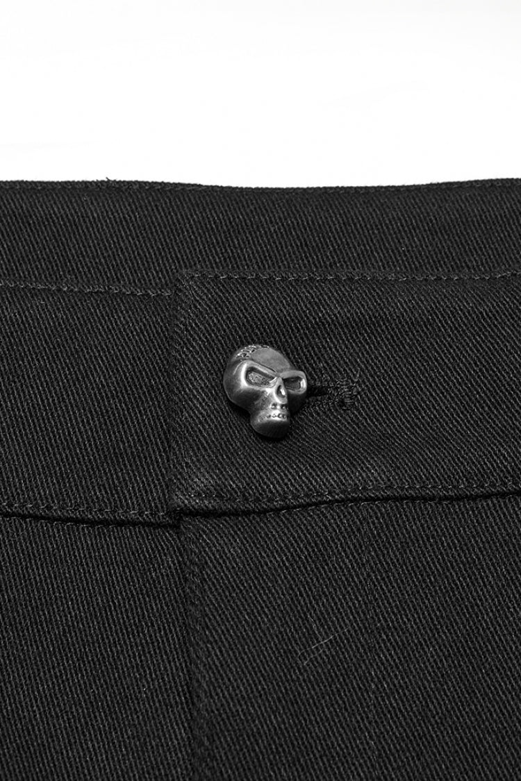 Men's Punk Shorts with Faux Leather Trim & Oversized Pockets