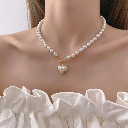 Elegant Heart Pearl Necklace