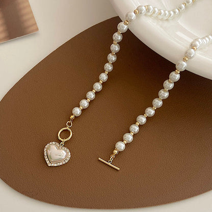 Elegant Heart Pearl Necklace